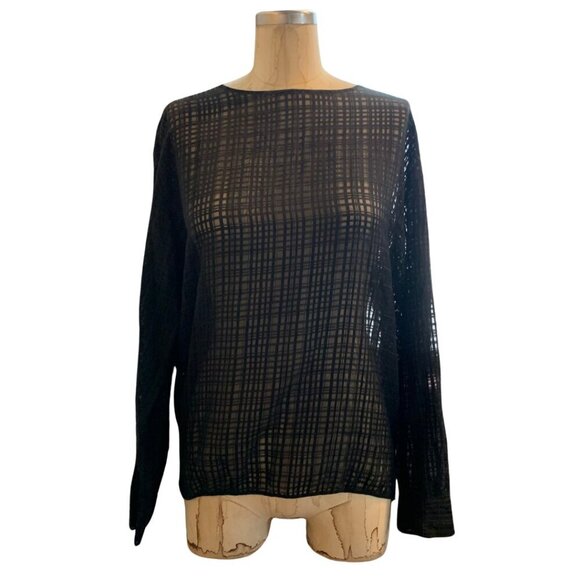 Agnona Womens Black Sheer Long Sleeve Round Neck Pullover Top Womens Size 40 - Picture 6 of 11
